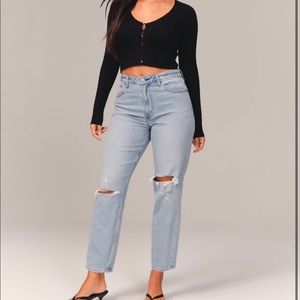 Abercrombie High rise mom jeans light wash